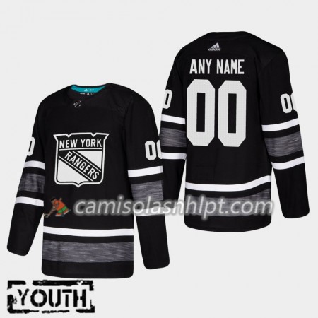 Camisola New York Rangers Personalizado 2019 All-Star Adidas Preto Authentic - Criança